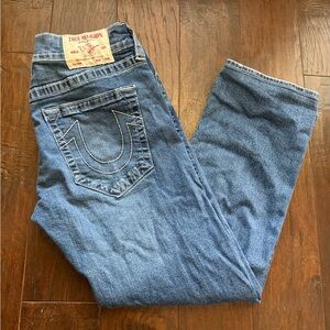 True Religion Men’s Light Blue Denim Jeans with Signature Back Pocket